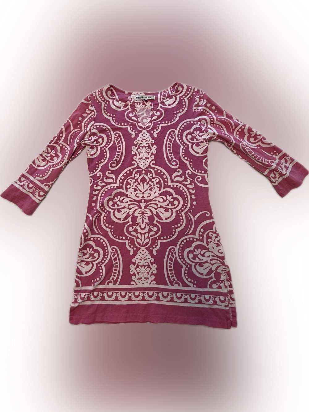 Barbara Gerwitt Fuschia Paisley Cotton Tunic - Picture 2 of 6